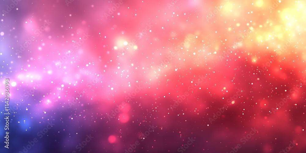 Fototapeta premium Abstract colorful nebula background with glowing particles and bokeh effect.