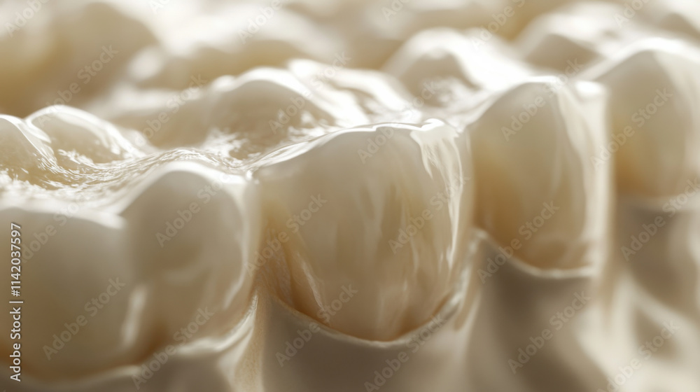 Close-Up Macro Image of Textured Dental Surface Showing Natural Color and Reflection, Ideal for Healthcare, Dentistry, and Biological Illustrations Close-Up Macro Image of Textured Dental Surface Showing Natural Color and Reflection, Ideal for Healthcare, Dentistry, and Biological Illustrations