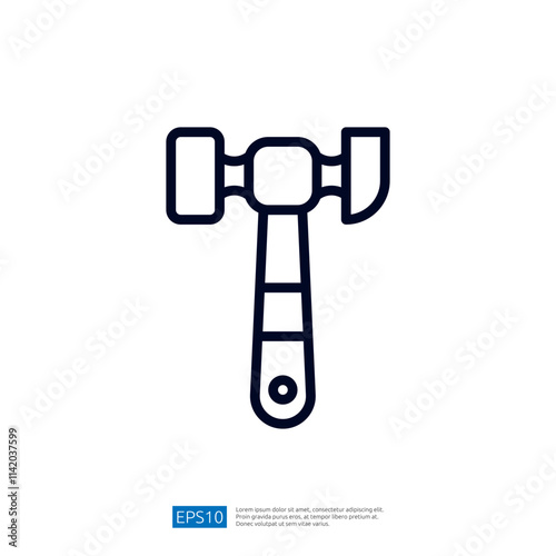 The image features a simple line drawing of a gavel, typically used in legal settings to signify authority or to call for order in a courtroom.