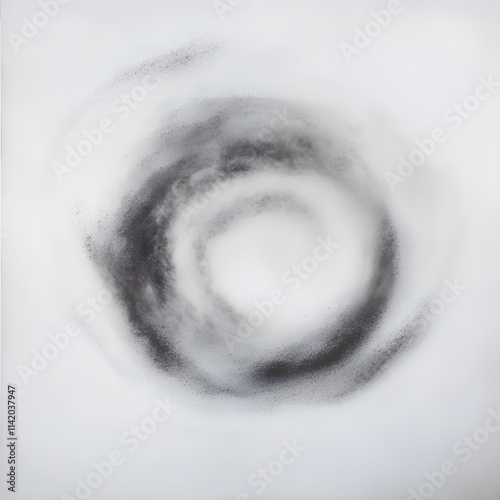 A gust of wind forming a circular pattern of dust on a white surface photo