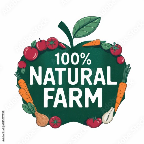 Apple Shaped Logo Showcases One Hundred Percent Natural Farm Produce photo