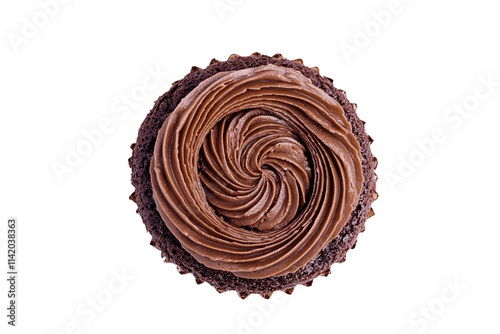 a chocolate cupcake with frosting