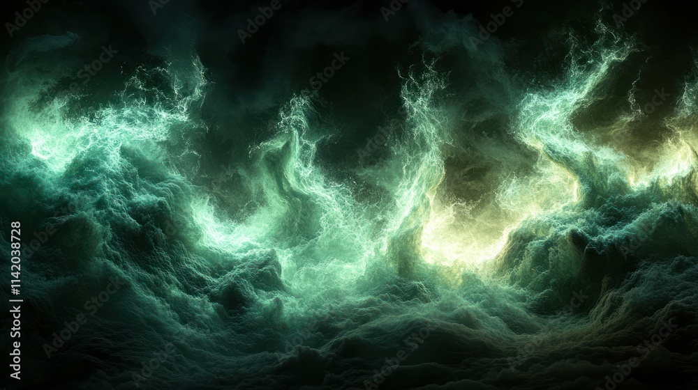 Abstract green and yellow swirling cloudscape, dark moody fantasy background. Abstract green and yellow swirling cloudscape, dark moody fantasy background.