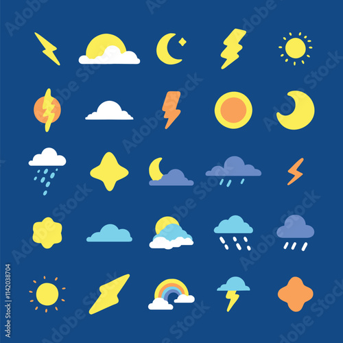 set of sky and weather design element
