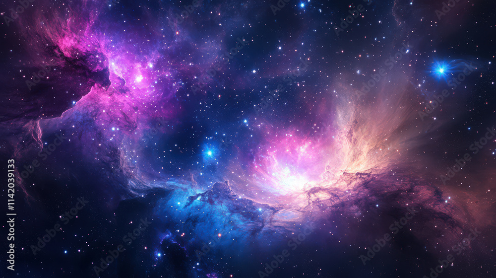 Fototapeta premium A colorful galaxy with a purple and blue swirl