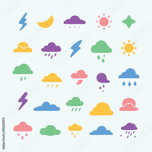 set of sky and weather design element