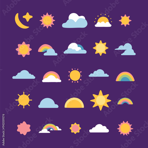set of sky and weather design element