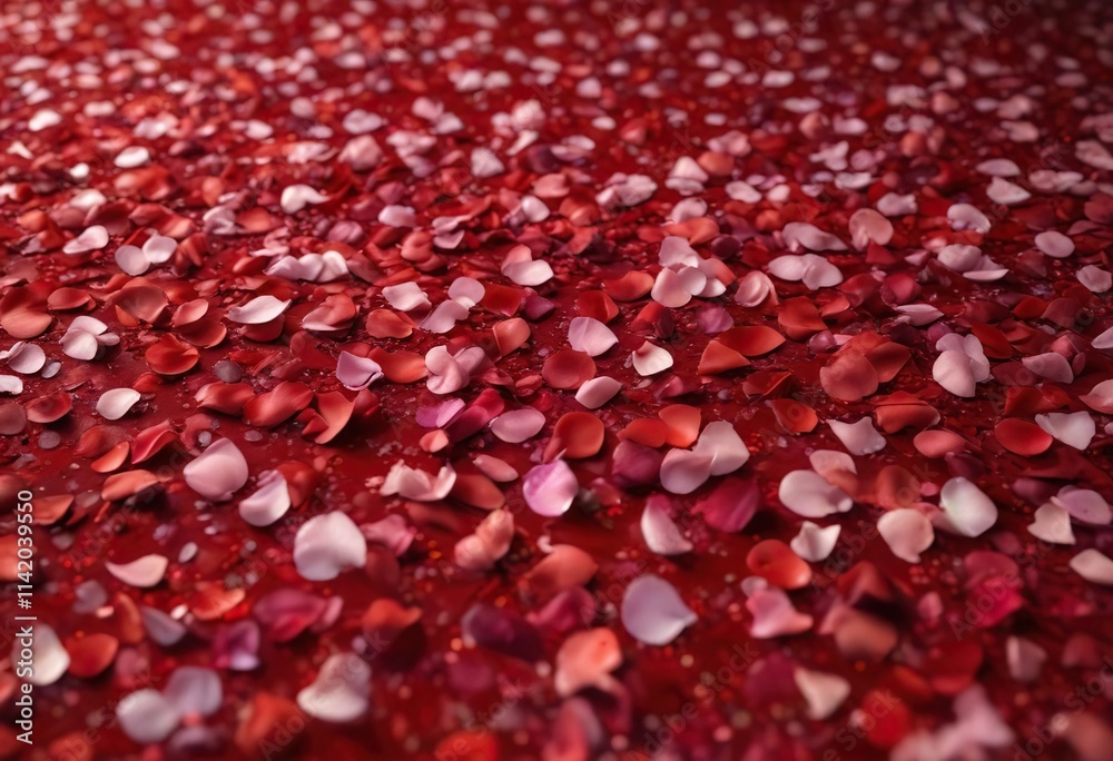 Softly scattered rose petals on a lavish crimson carpet, decorative, stunning Softly scattered rose petals on a lavish crimson carpet, decorative, stunning