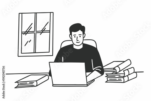 portrait of a man working at home