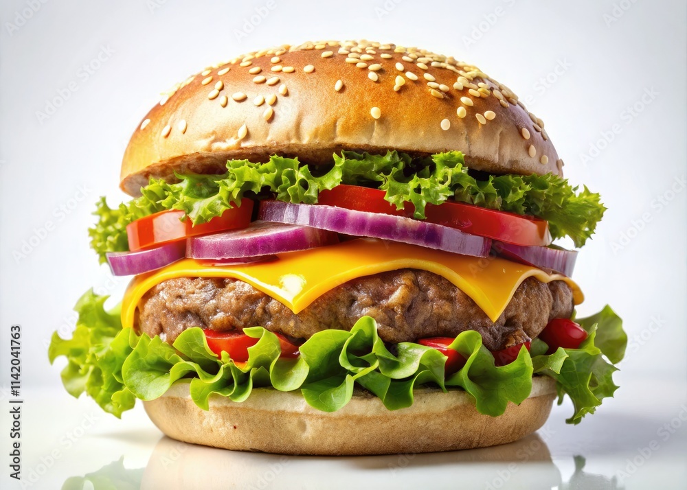 A juicy, delicious burger in high-resolution PNG format, perfectly isolated on a white background. A juicy, delicious burger in high-resolution PNG format, perfectly isolated on a white background.