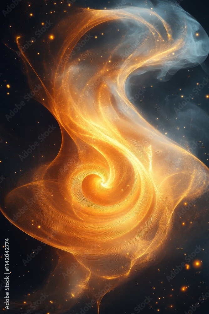 A mesmerizing swirl of golden and orange cosmic dust, creating an ethereal and vibrant galaxy-like formation. A mesmerizing swirl of golden and orange cosmic dust, creating an ethereal and vibrant galaxy-like formation.