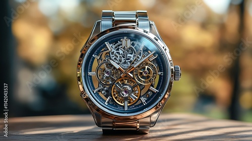 Elegant Skeleton Automatic Wristwatch Displayed