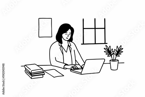 Efficient businesswoman working online