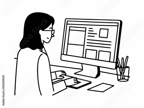 Female designer using software on computer