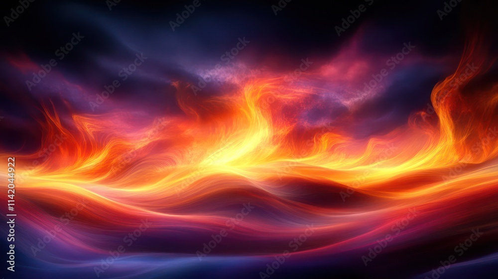 Abstract fiery waves of vibrant color in a surreal landscape. Abstract fiery waves of vibrant color in a surreal landscape.