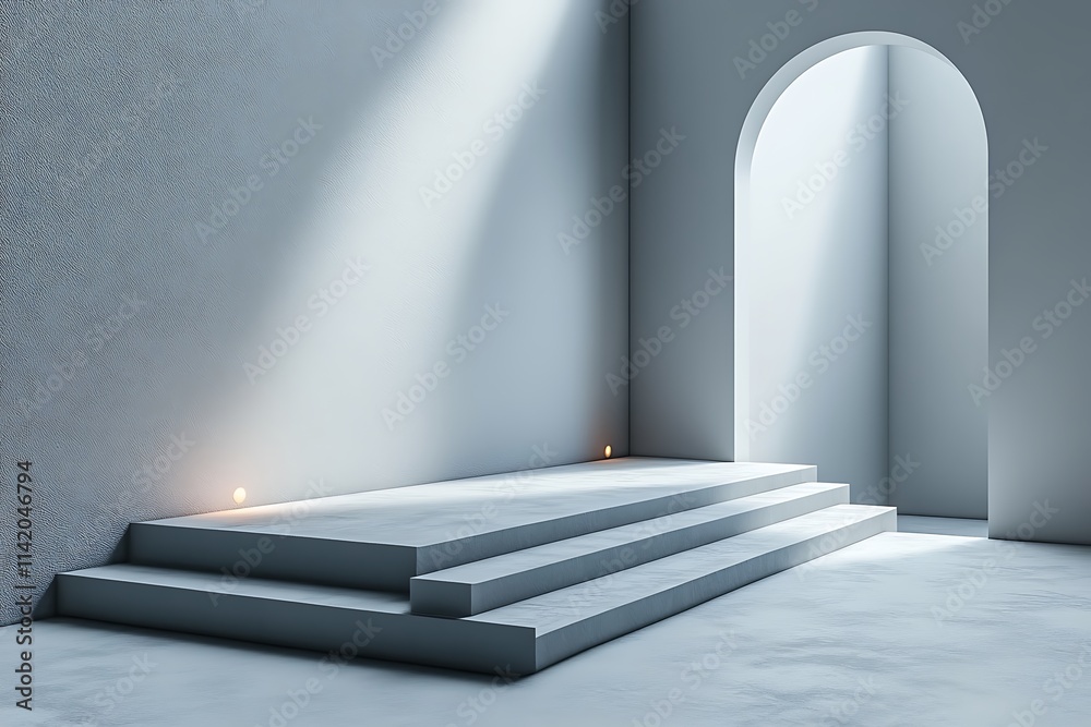 Obraz premium Abstract 3d rendering of empty futuristic arch tunnel room with light on the wall. Sci-fi concept.
