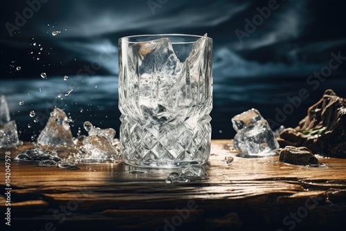 On the Table an Ice Filled Glass Awaits its Refreshing Contents