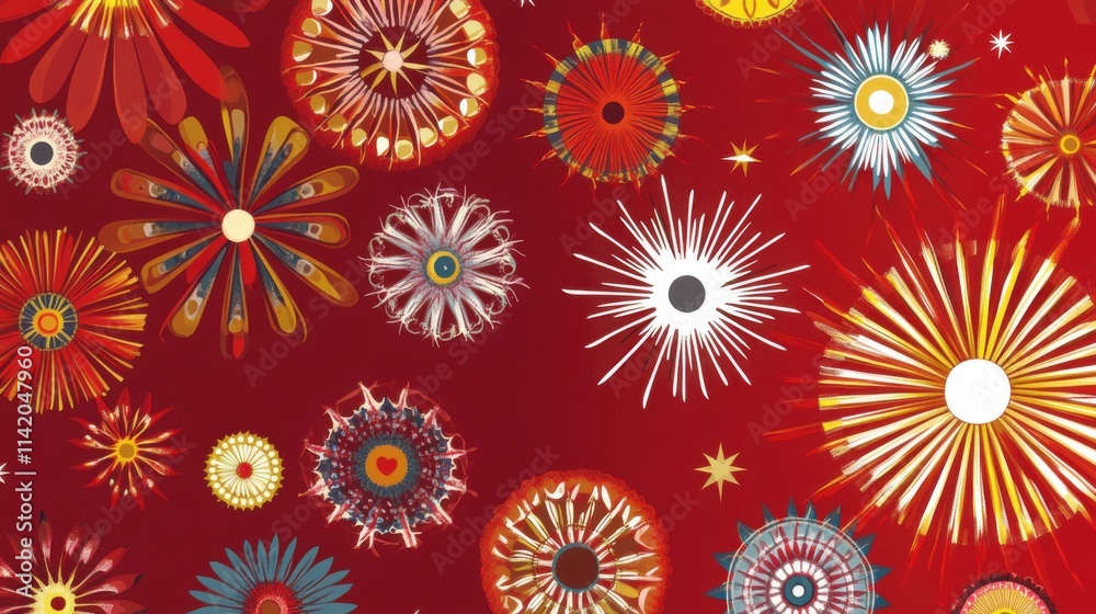 New Year's theme against a red background New Year's theme against a red background