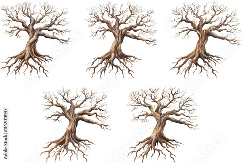 tree root watercolor clipart