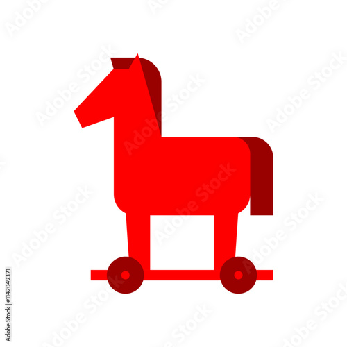 Red Trojan horse virus isolated. Vector illustration