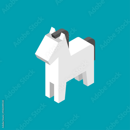 white horse toy isolated. HORSE isometry