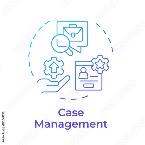 Case management blue gradient concept icon. Core feature of FMS system. Field service management. Round shape line illustration. Abstract idea. Graphic design. Easy to use in article