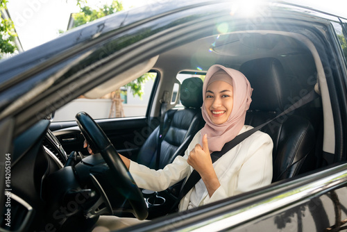 Photography Asian muslim business women getting new car
