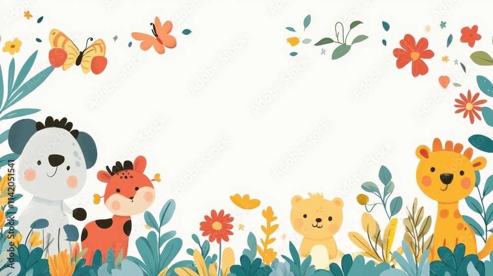 Cartoon Animal Border Background - A Whimsical Frame for Colorful and Playful Scenes. The Adorable Cartoon Animals Forming the Border, with Their Cheerful Expressions and Cute Shapes Cartoon Animal Border Background - A Whimsical Frame for Colorful and Playful Scenes. The Adorable Cartoon Animals Forming the Border, with Their Cheerful Expressions and Cute Shapes