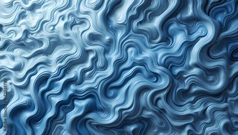 Fototapeta premium An intricate dark blue surface with undulating lines, offering an elegant and sophisticated look, reminiscent of luxurious fabric