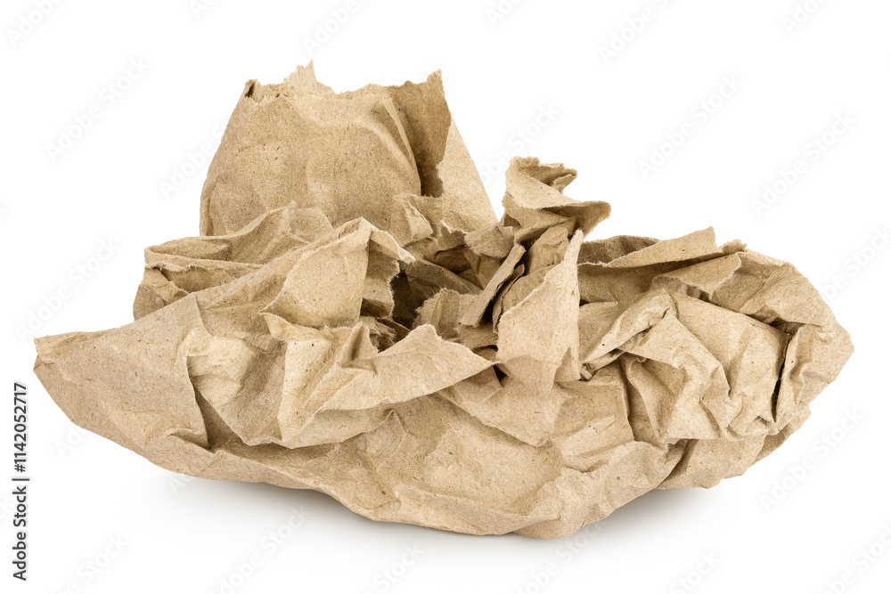 Crumpled brown sheet of paper isolated on white background Crumpled brown sheet of paper isolated on white background