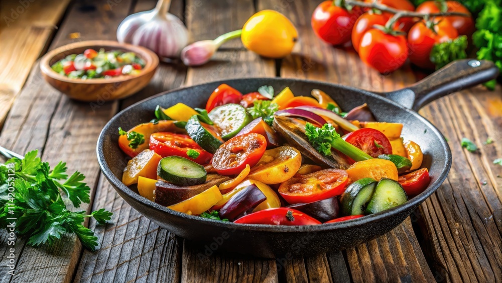Vibrant vegetables sizzle, a photographic journey into healthy pan-fried goodness. Vibrant vegetables sizzle, a photographic journey into healthy pan-fried goodness.