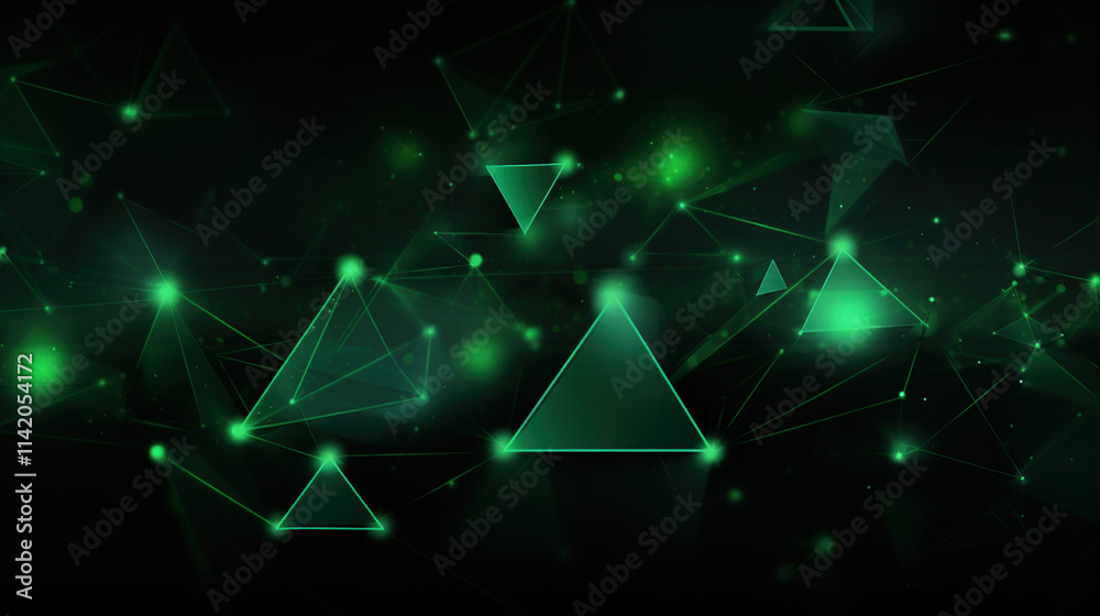 Naklejka premium Abstract Green Triangles Network Background