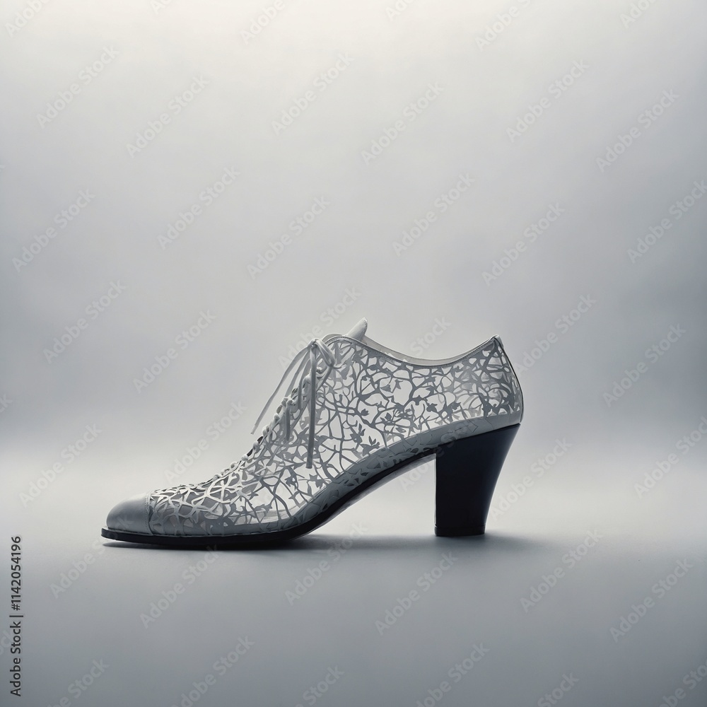 Obraz premium Artistic shoe silhouettes against a white foggy gradient.