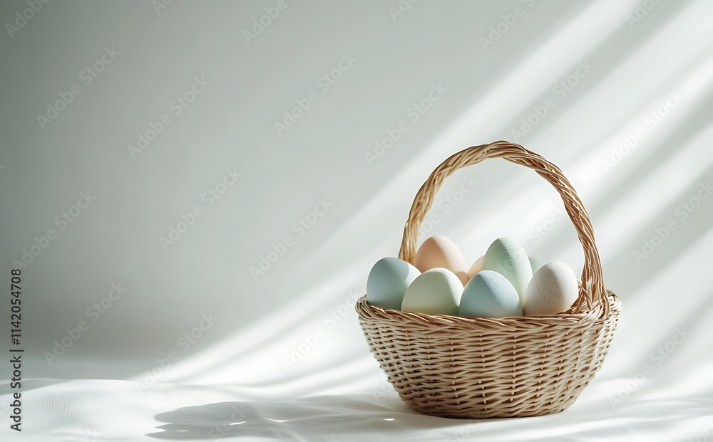 Easter baskets with different colorful eggs Easter baskets with different colorful eggs