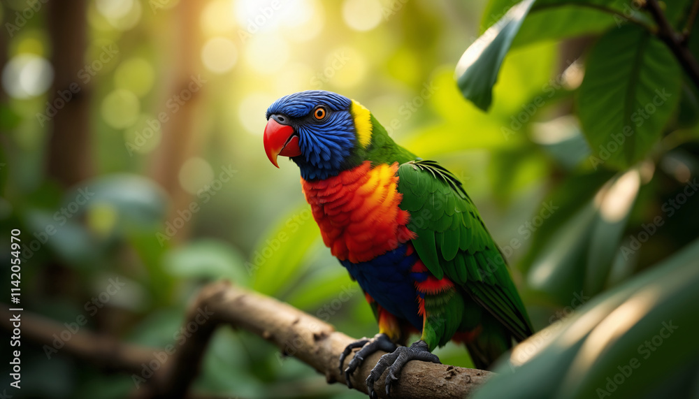 Vibrant Rainbow Lorikeet in Natural Habitat Vibrant Rainbow Lorikeet in Natural Habitat