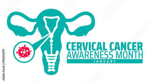 Cervical Cancer Awareness Month background banner or poster design template. observed every year in January. Holiday concept. Use to any Template, card, poster, placard, template.