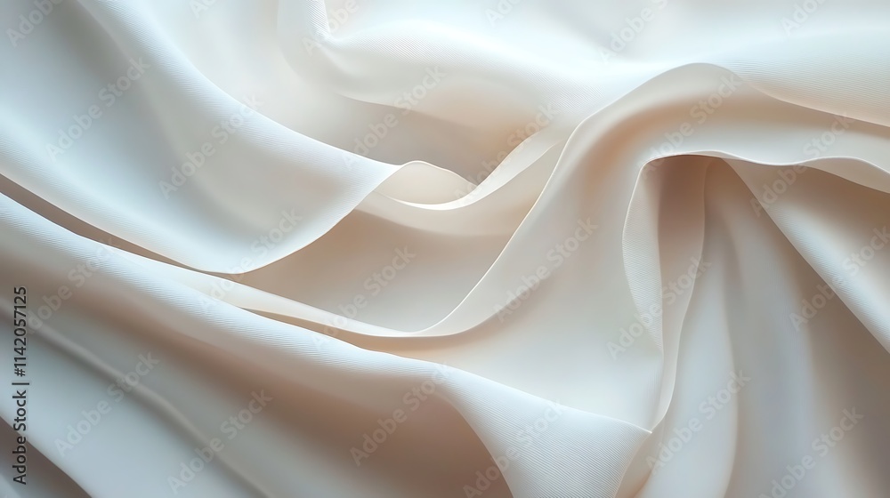 Fototapeta premium Creamy White Fabric Draped in Soft Waves