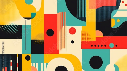 Abstract geometric art with vibrant colors and shapes. (16) photo