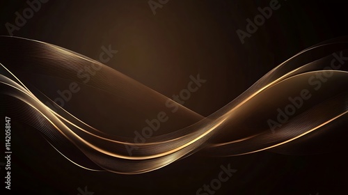 Elegant Golden Waves Abstract Dark Background