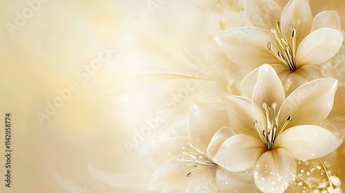 Elegant Creamy White Lilies Soft Gold Background