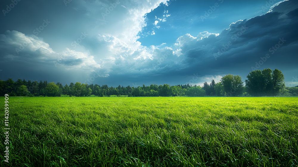Contrasting Spring Landscapes: A Blue Sky Paradise Against a Gloomy Rainy Day Contrasting Spring Landscapes: A Blue Sky Paradise Against a Gloomy Rainy Day