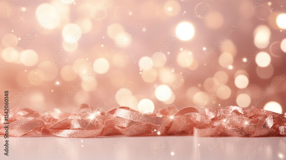 Fototapeta premium Rose Gold Confetti and Sparkling Lights Background