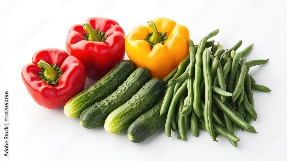 Fresh Colorful Vegetables on Table with Red Yellow Green Elements Fresh Colorful Vegetables on Table with Red Yellow Green Elements