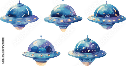ufo watercolor clipart