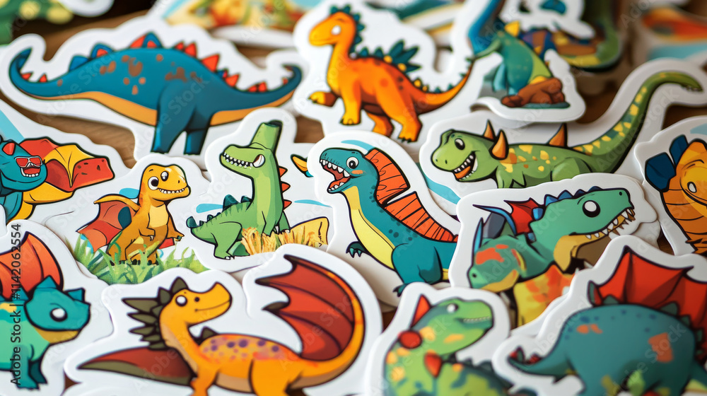 Dinosaurs stickerpack, dino cartoon characters set Dinosaurs stickerpack, dino cartoon characters set