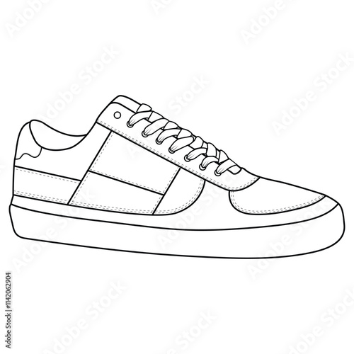 Sneaker outline drawing drawn in a sketch style vector  illustrati  template design