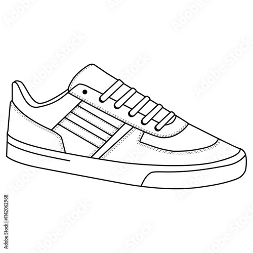 Sneaker outline drawing drawn in a sketch style vector  illustrati  template design