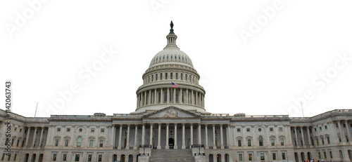 Capital Hill Building in Washington DC USA with no background transparent PNG version