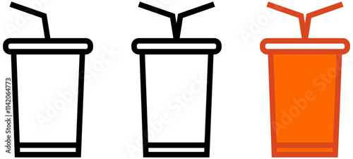 Soft drink Digital illustrations black line art icon Vector illustration