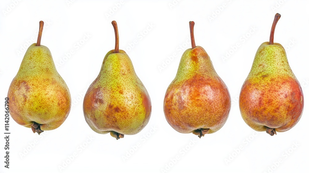 Set of Glossy Green Pears with Subtle Yellow Undertones Set of Glossy Green Pears with Subtle Yellow Undertones